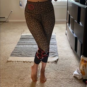 Capri Pheel Cyclebar leopard and rose pants